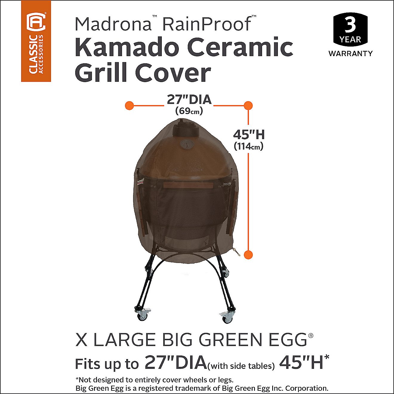 Classic Accessories Madrona RainProof Kamado Ceramic Grill Cover                                                                 - view number 13