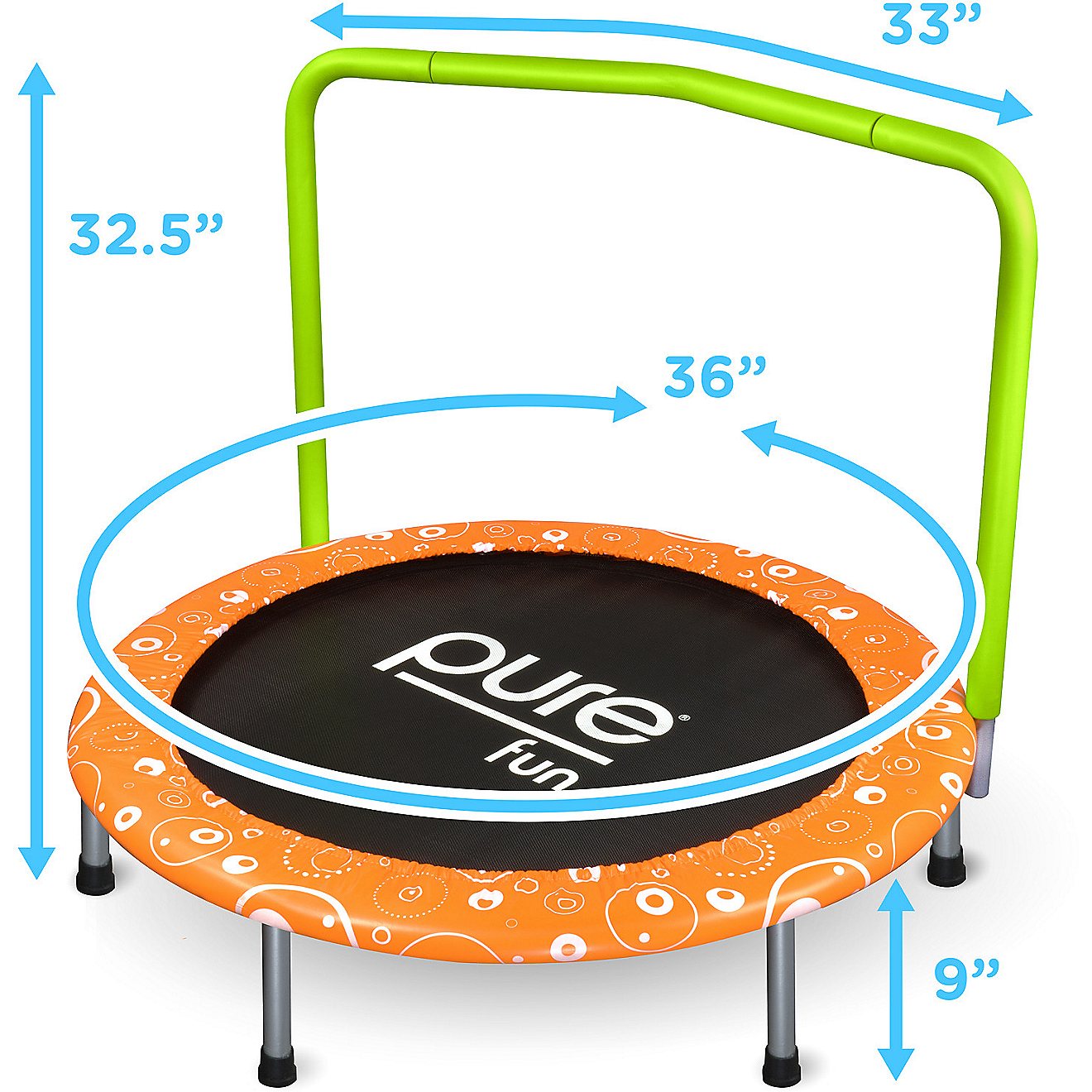 Pure Fun Kids' Foldable Trampoline with Handrail                                                                                 - view number 7