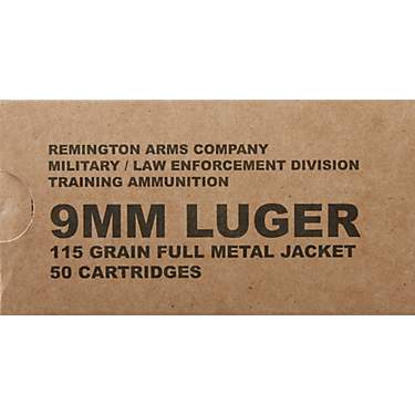 Remington UMC MIL-SPEC 9mm 115-Grain FMJ Ammunition - 50 Rounds                                                                 