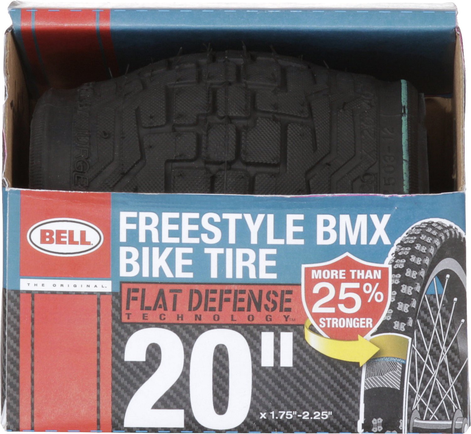 20" x 1.75-2.25" Black Bell Flat Defense Technology BMX Freestyle Bike Tire 