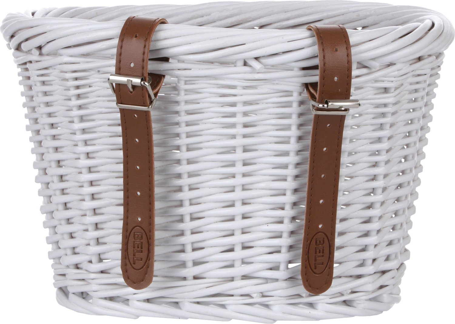 white wicker bike basket