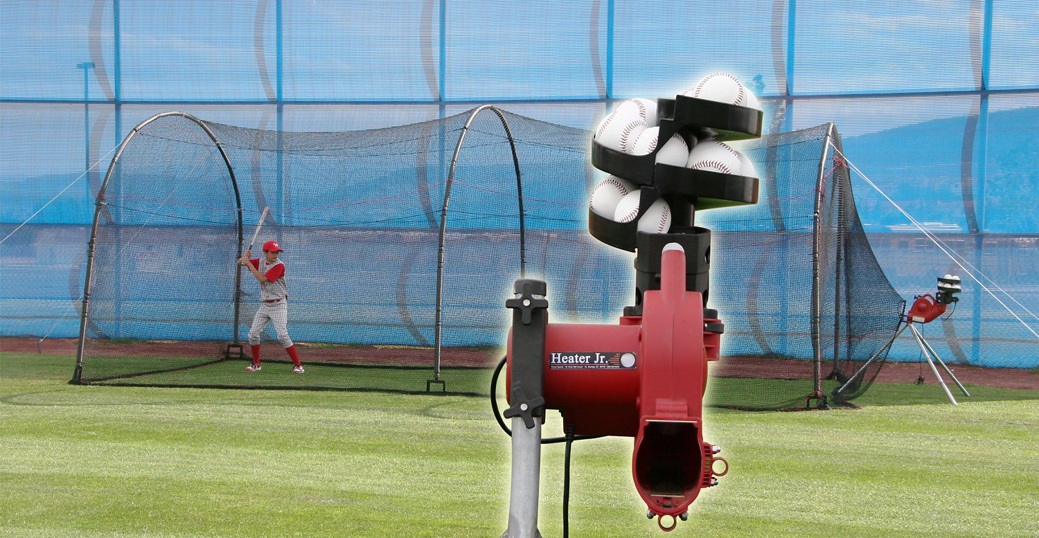 Heater Sports Jr Real Baseball Pitching Machine and 24 ft Xtender ...