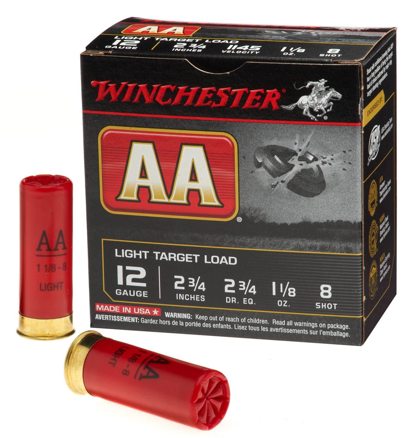 Winchester AA Light Target Load 12 Gauge 8 Shotshells Academy