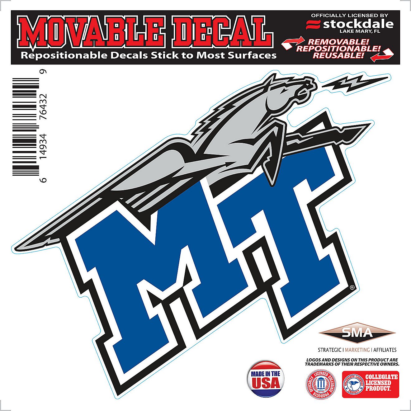 Stockdale Middle Tennessee State University Logo Decal                                                                           - view number 1