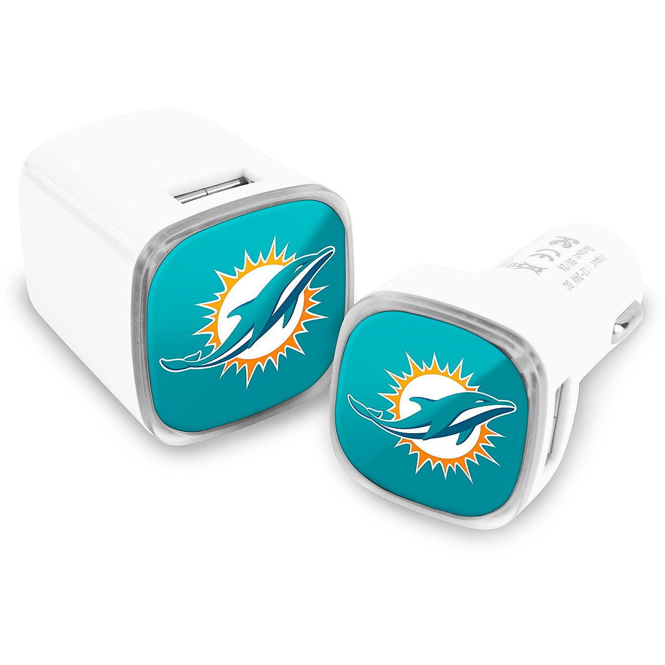 Prime Brands Group Miami Dolphins USB Car and Wall Charger Set                                                                   - view number 1