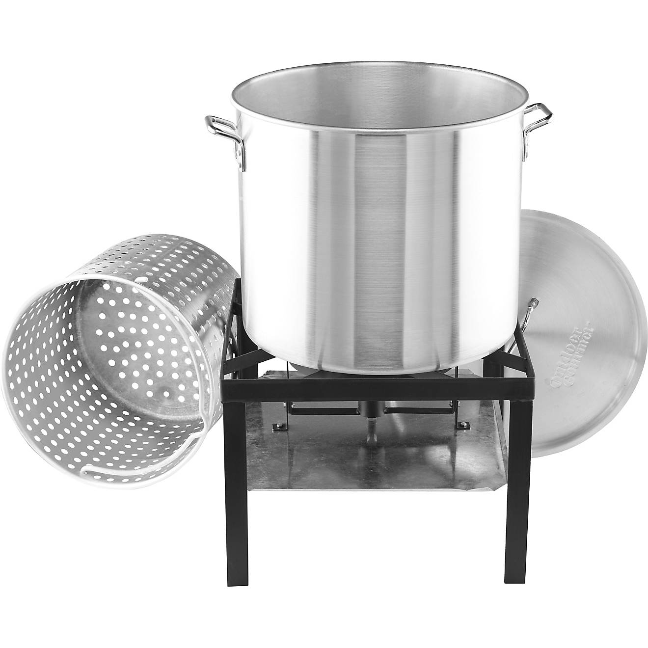 Outdoor Gourmet 80 qt Seafood Kit with Strainer | Academy 80 Qt Stainless Steel Crawfish Pot