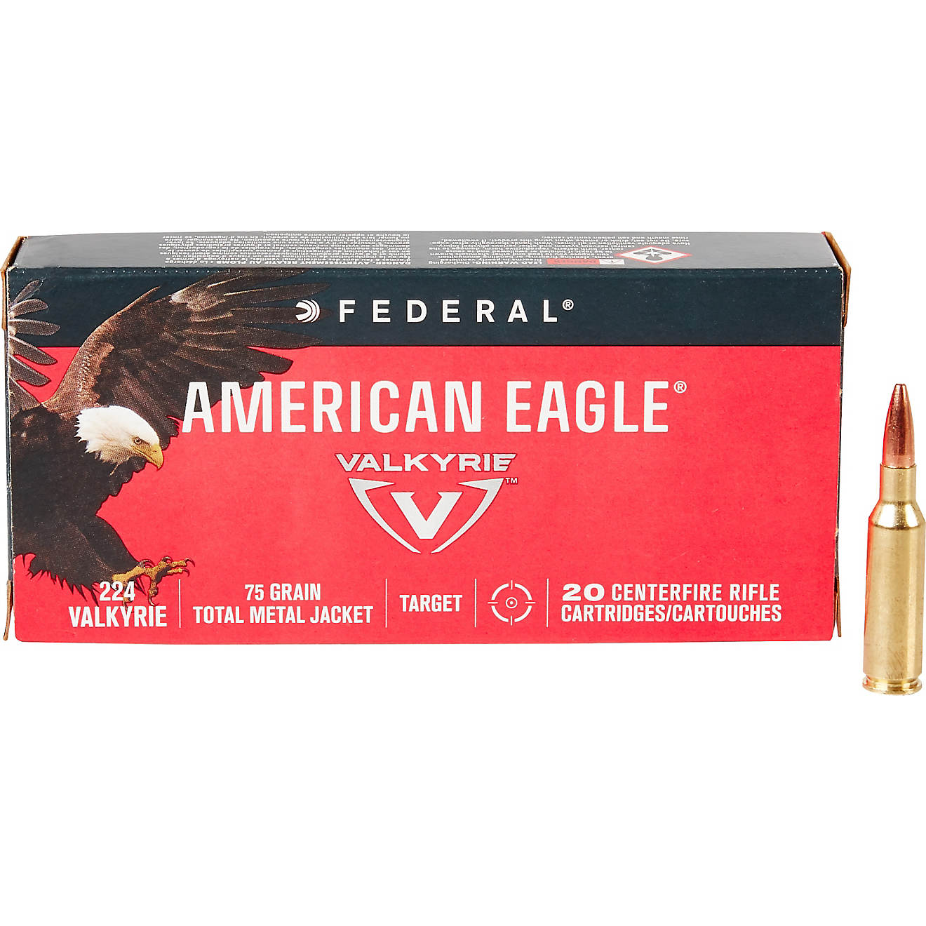 Federal Premium American Eagle .224 Valkyrie 75 Grain TMJ Rifle Ammunition - 20 Rounds                                           - view number 1