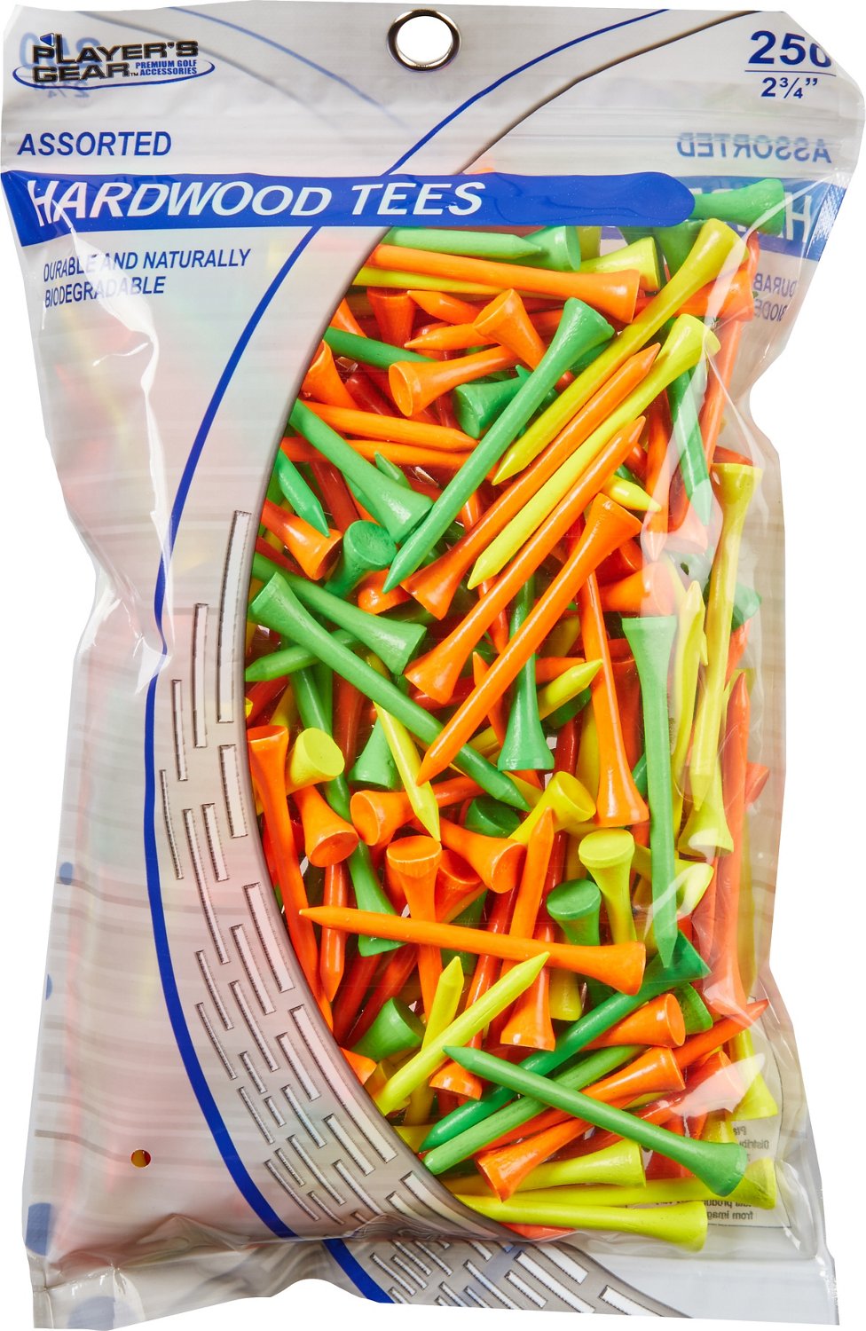 Players Gear 23/4 in Mixed Fluorescent Hardwood Golf Tees 250Pack