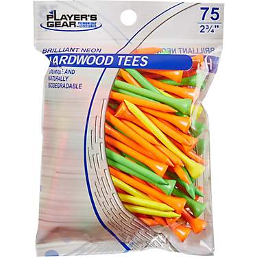 Players Gear 2-3/4 in Mixed Fluorescent Hardwood Golf Tees 75-Pack                                                              