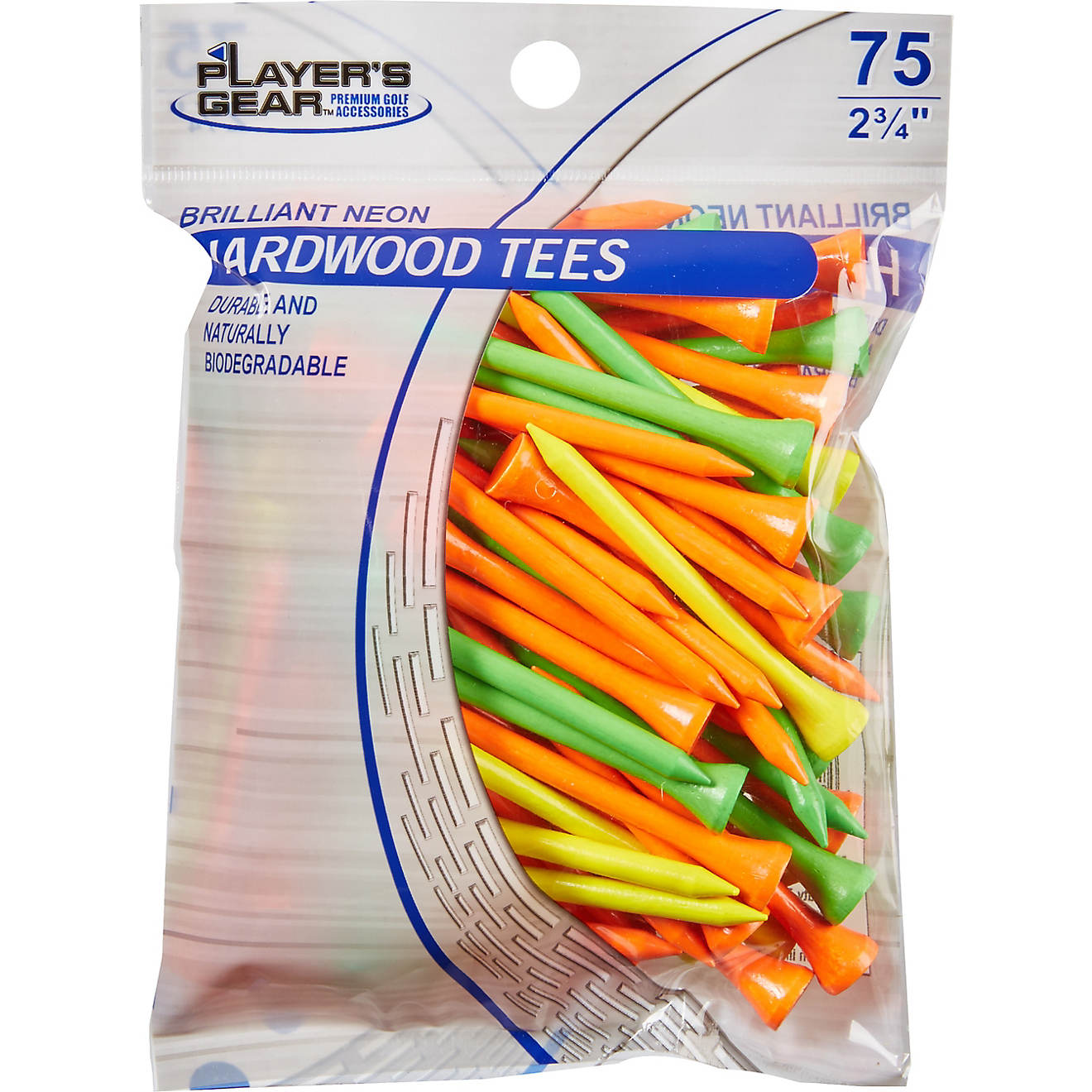 Players Gear 2-3/4 in Mixed Fluorescent Hardwood Golf Tees 75-Pack                                                               - view number 1
