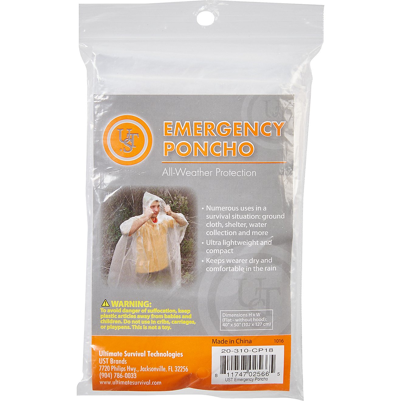 UST Brands Adults' Emergency Poncho                                                                                              - view number 1