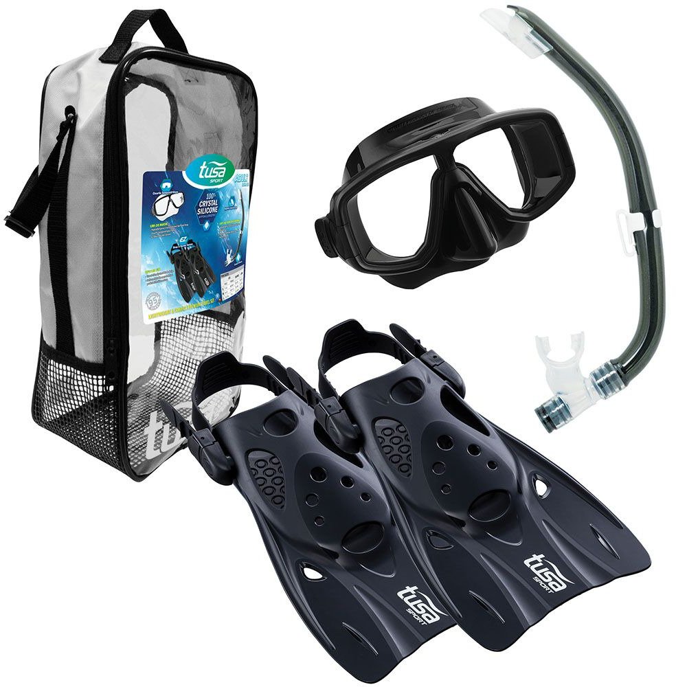 TUSA Sport Platina Mask, Hyperdry Snorkel & Fin Travel Set Academy