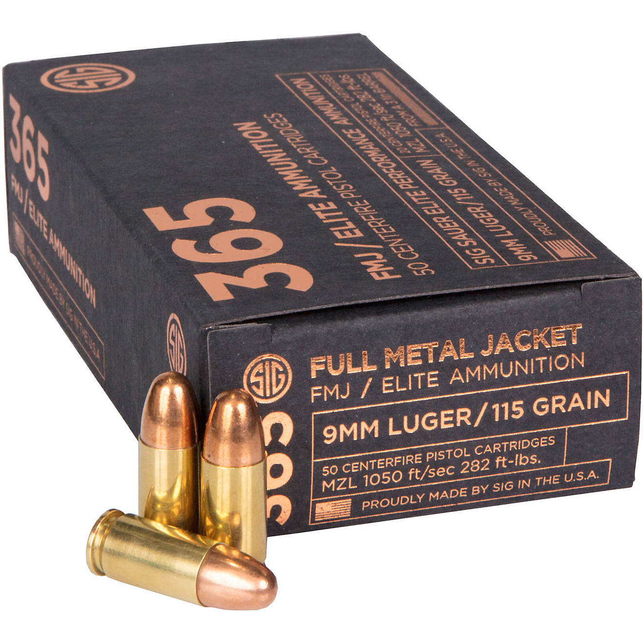 SIG SAUER 365 Elite Full Metal Jacket 9mm Luger 115-Grain Centerfire Pistol Ammunition                                           - view number 1