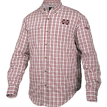 Drake Waterfowl Men's Mississippi State University Gingham Wingshooter's Button-Down Shirt