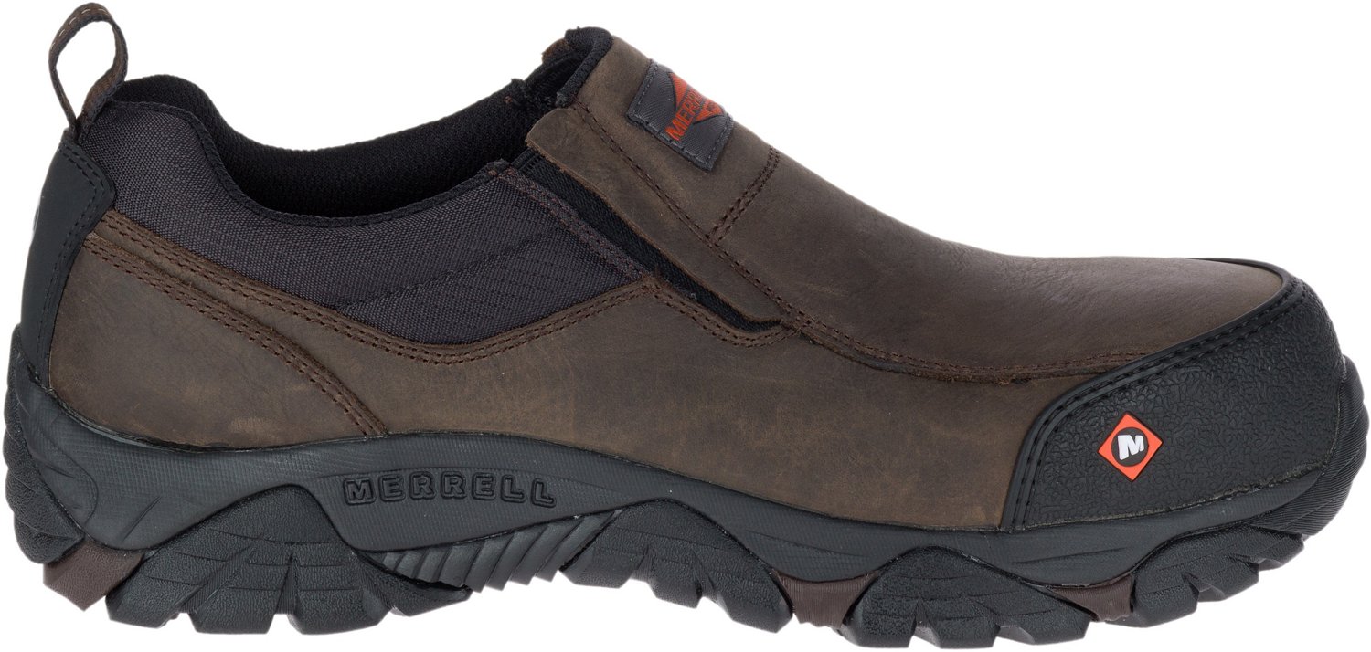 Merrell Men's Moab Rover Moc EH SR Composite Toe Slip on Work Shoes ...