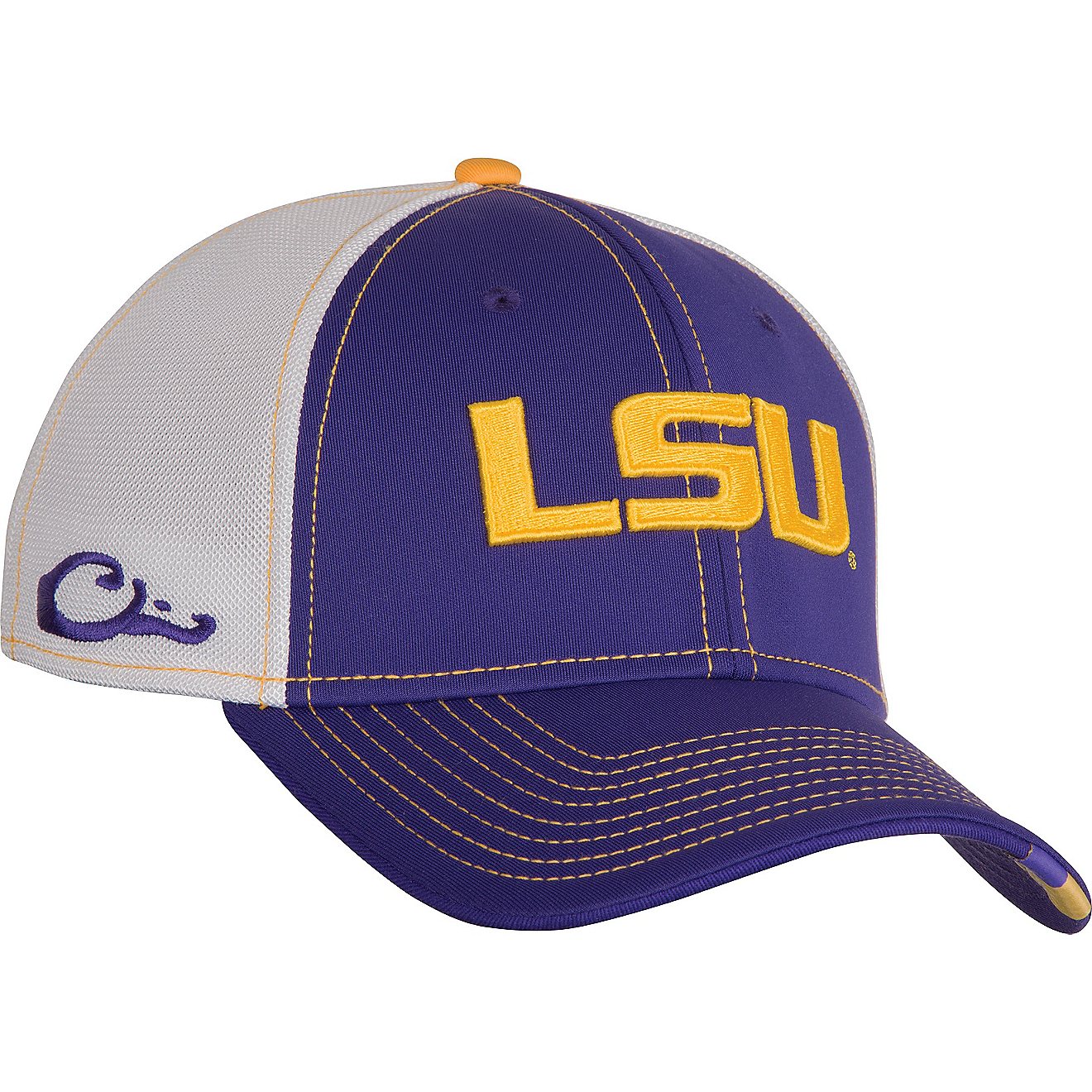 Drake Waterfowl Men's Louisiana State University Stretch Fit Cap                                                                 - view number 1