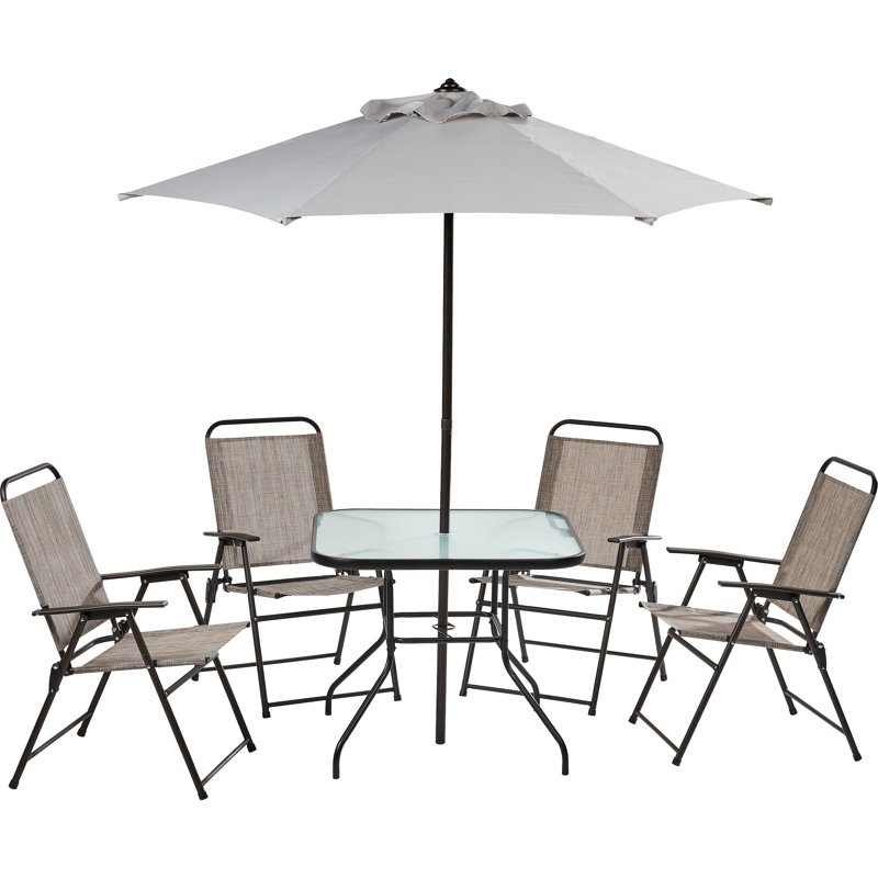 Mosaicmosaic 6 Piece Steel Sling Folding Patio Dining Set Brown Gray Patio Accessories Heating At Academy Sports Dailymail