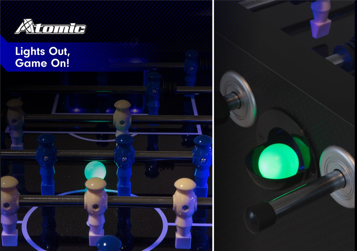 Atomic Azure LED Light Up Foosball Table Academy