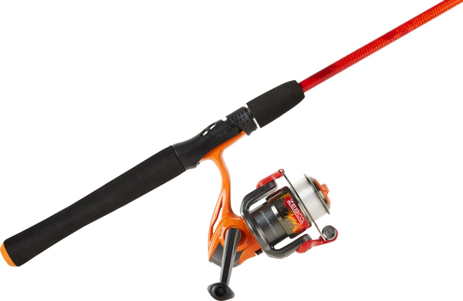 orange fishing rod and reel