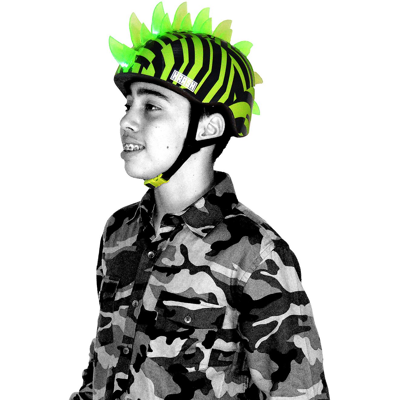Krash Dazzle Green Mohawk Helmet with LED Lights Youth 8+ (54-58 cm)                                                             - view number 7