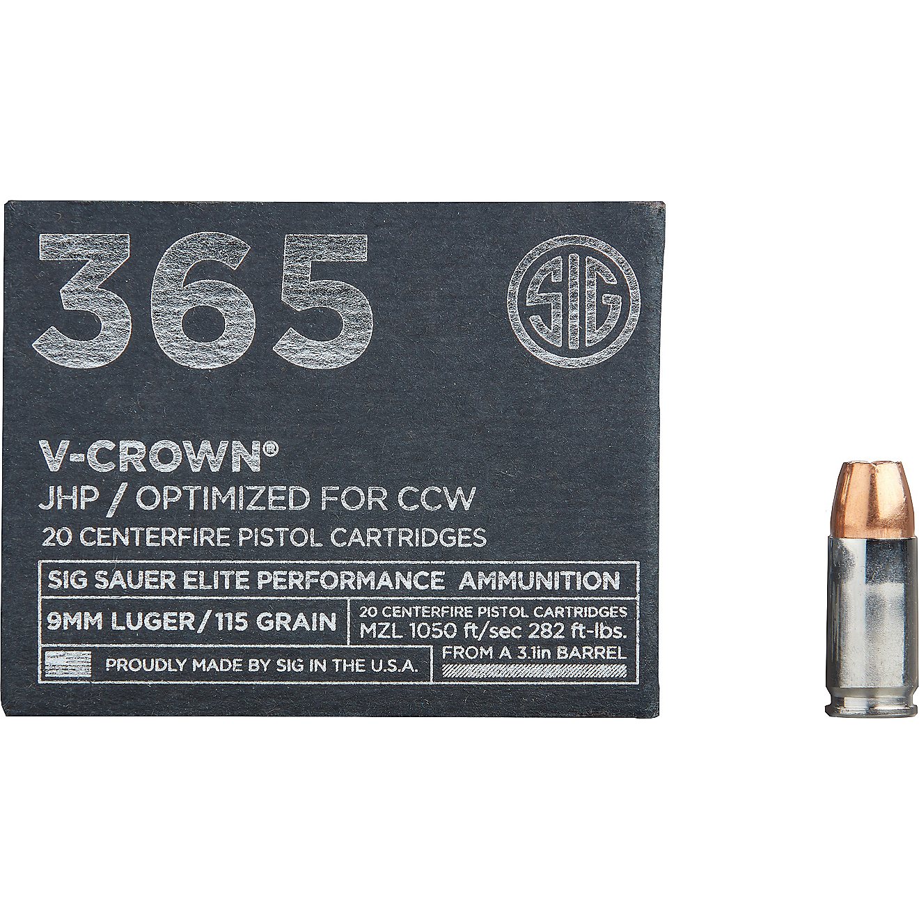 SIG SAUER V-Crown 365 9mm Luger 115-Grain Pistol Ammunition - 20 Rounds                                                          - view number 1
