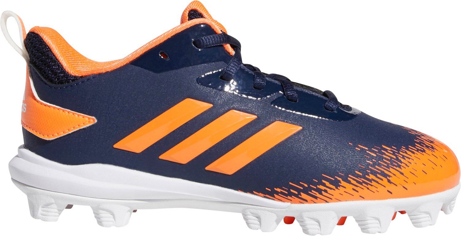 kids orange baseball cleats