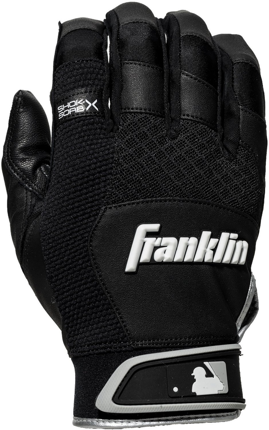 Franklin Sports Adult Shok-Sorb X Batting Gloves Black -  M