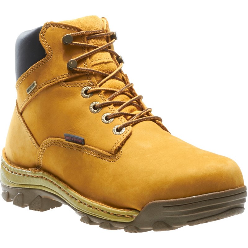 black and yellow work boots