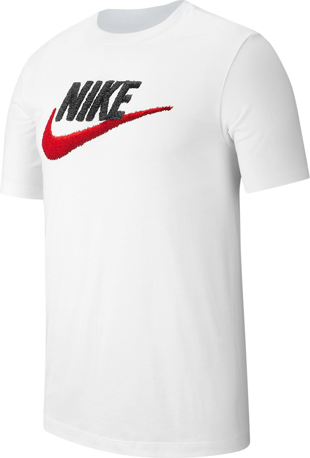 black red and blue nike shirt