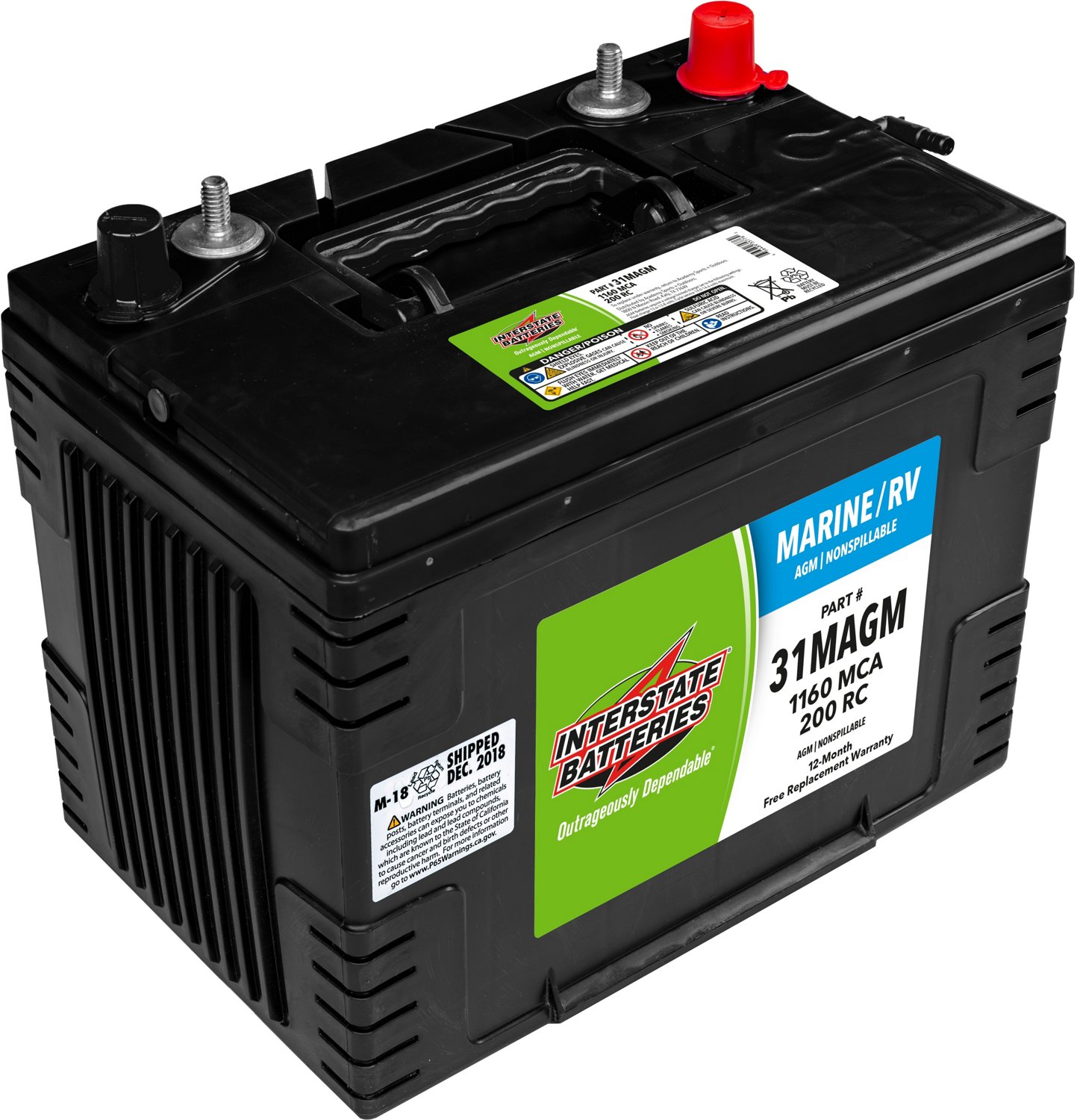 Interstate Batteries Group 31/1,160 Marine Cranking Amp AGM Battery
