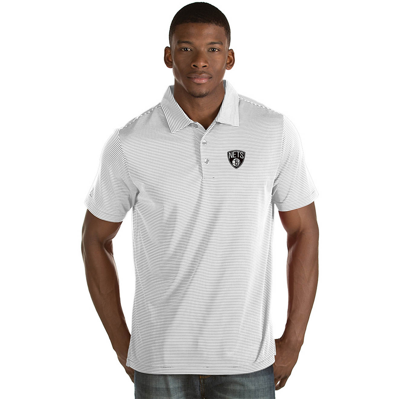 Antigua Men's Brooklyn Nets Quest Polo Shirt                                                                                     - view number 1