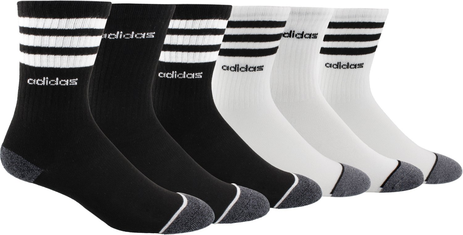 Adidas Youth 3 Stripe Crew Socks 6 Pack Academy