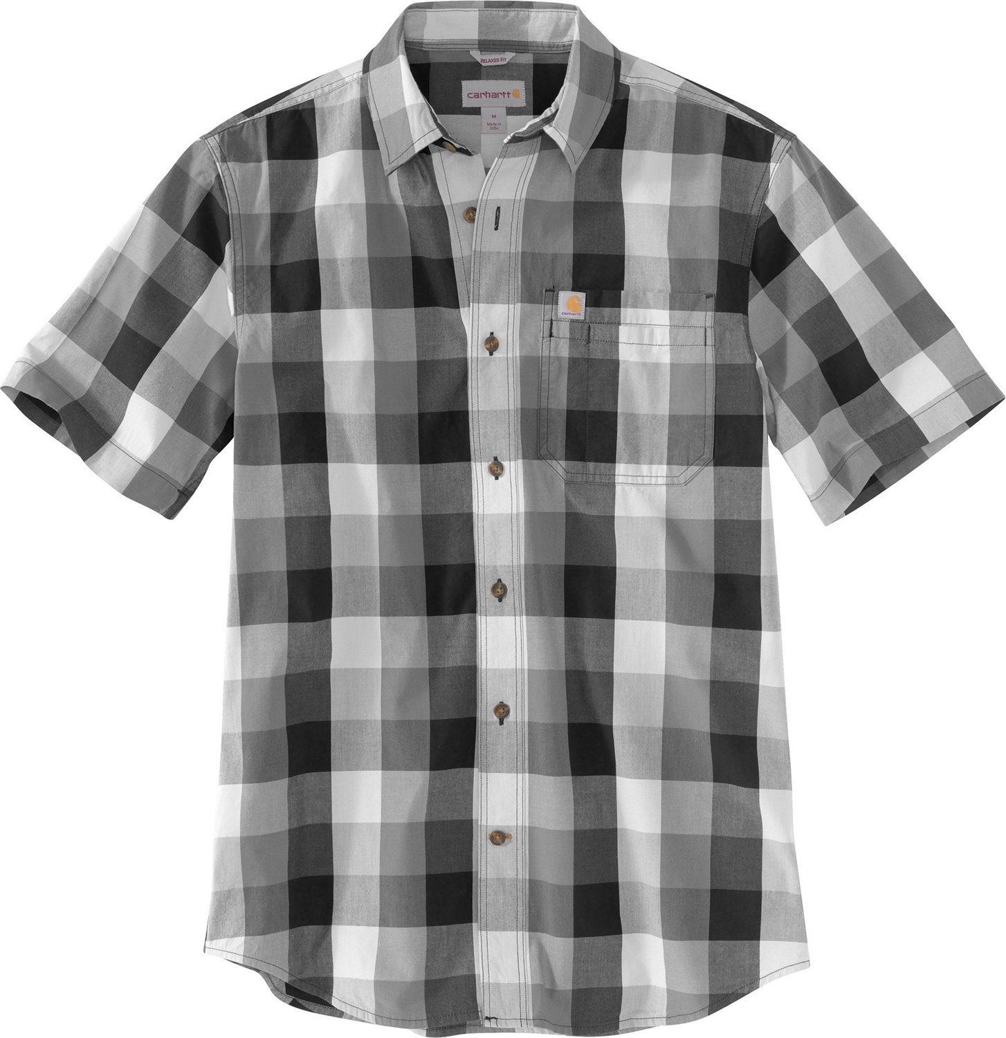 Carhartt Men's Essential Plaid Open Collar Short Sleeve Shirt Academy