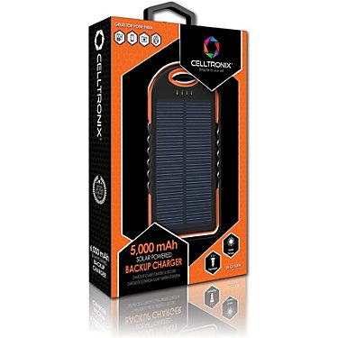Celltronix 5,000 mAh Solar Powered Backup Charger with LED Flashlight