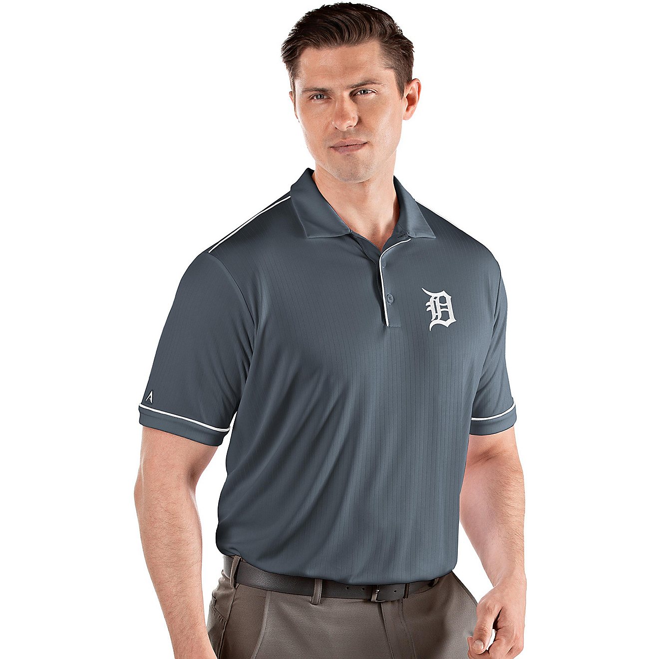 Antigua Men's Detroit Tigers Salute Short Sleeve Polo                                                                            - view number 1