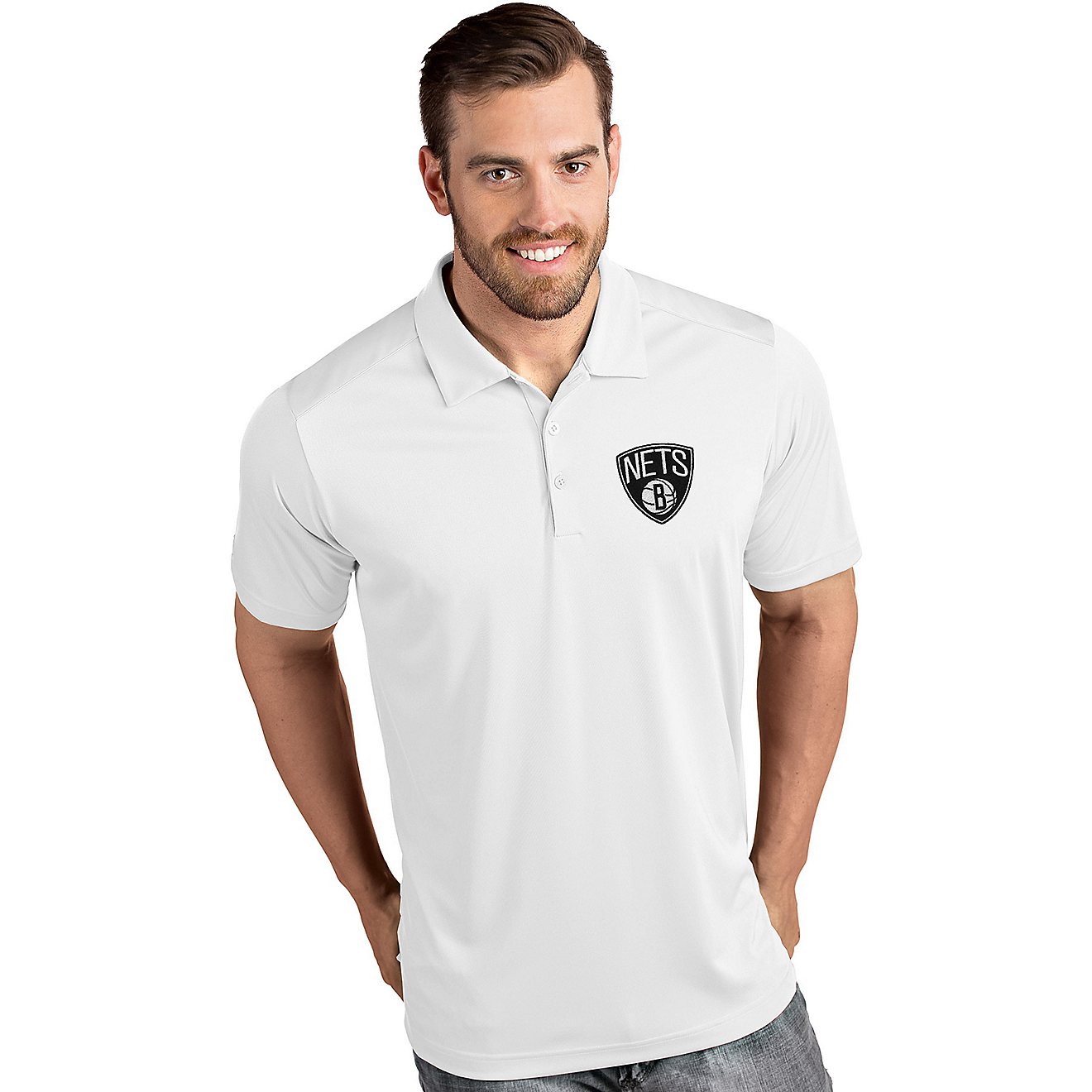 Antigua Men's Brooklyn Nets Tribute Polo Shirt                                                                                   - view number 1