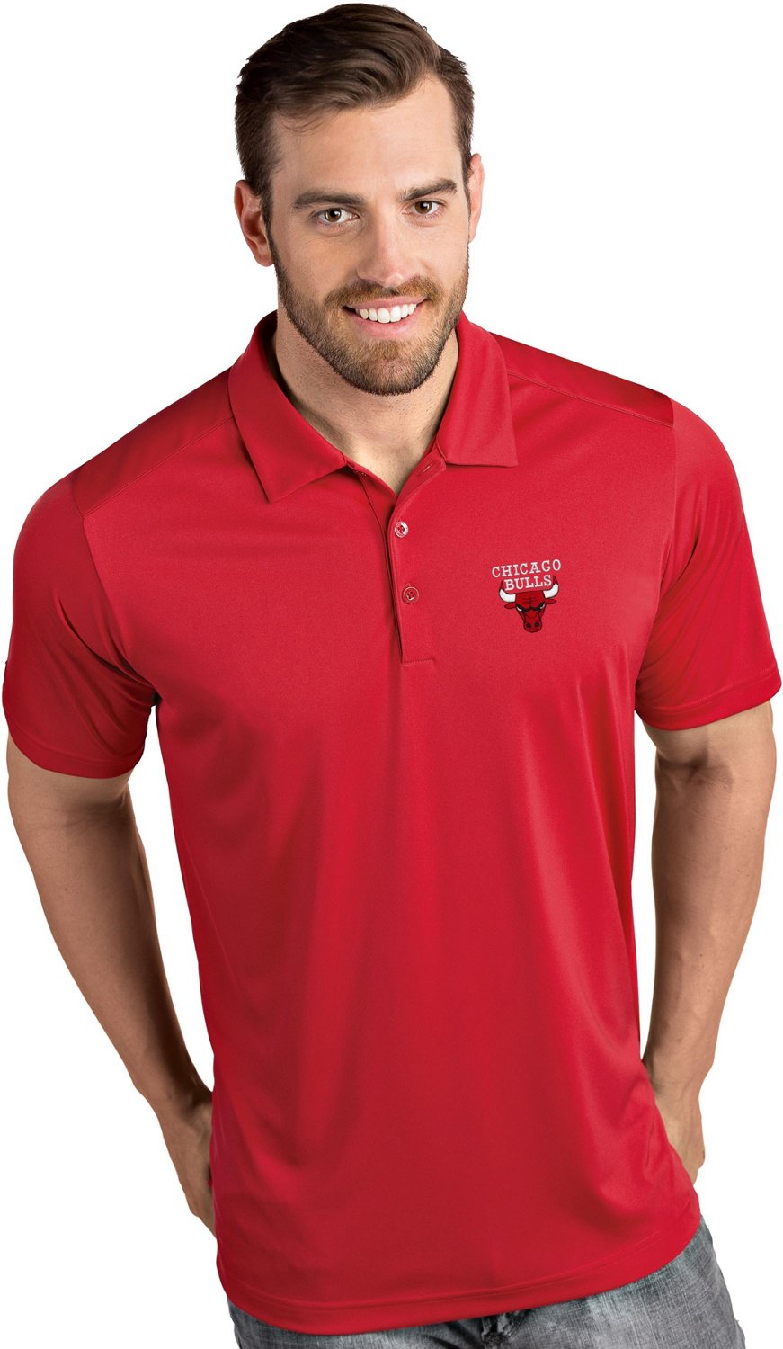 Antigua Men's Chicago Bulls Tribute Polo Shirt                                                                                  