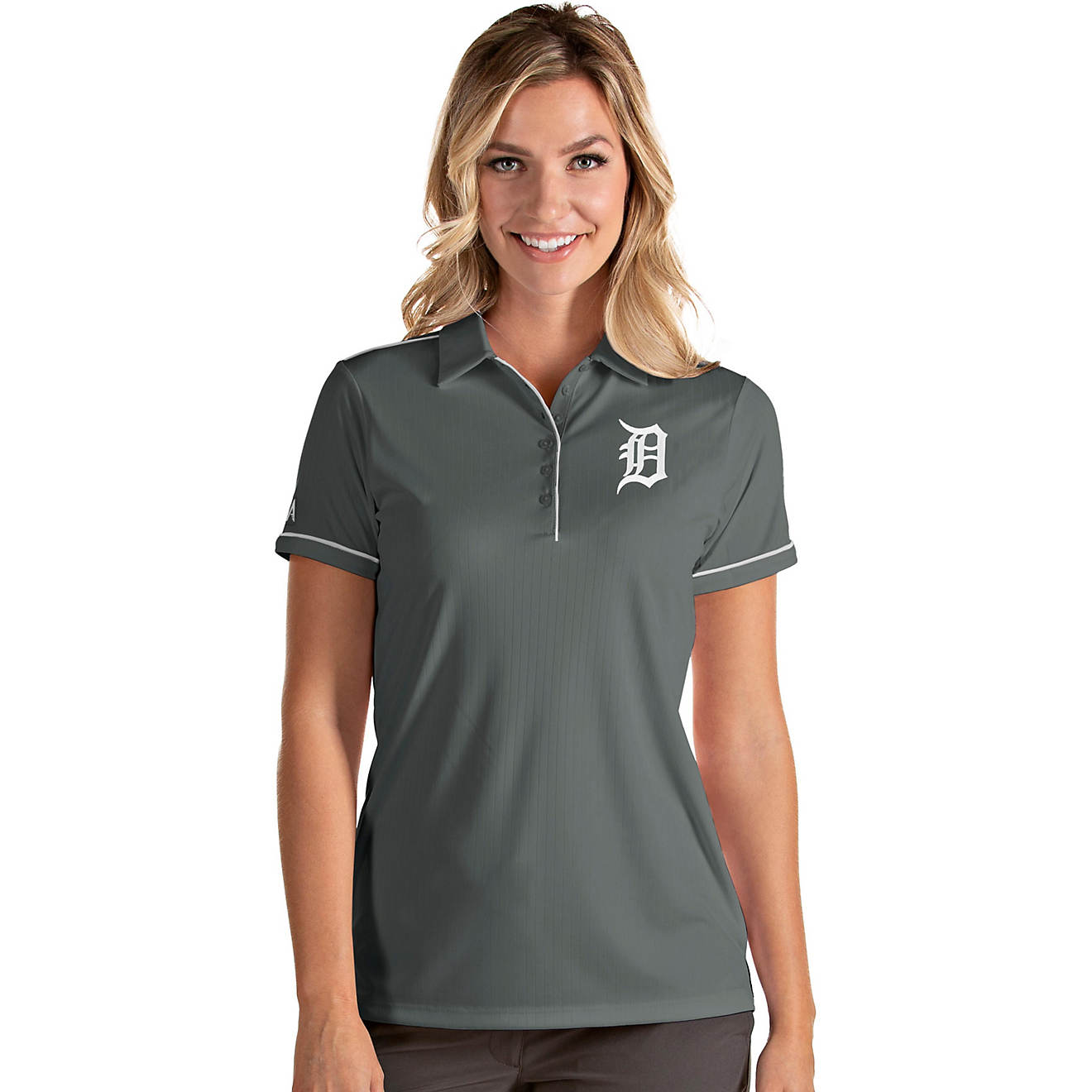Antigua Women's Detroit Tigers Salute Short Sleeve Polo                                                                          - view number 1