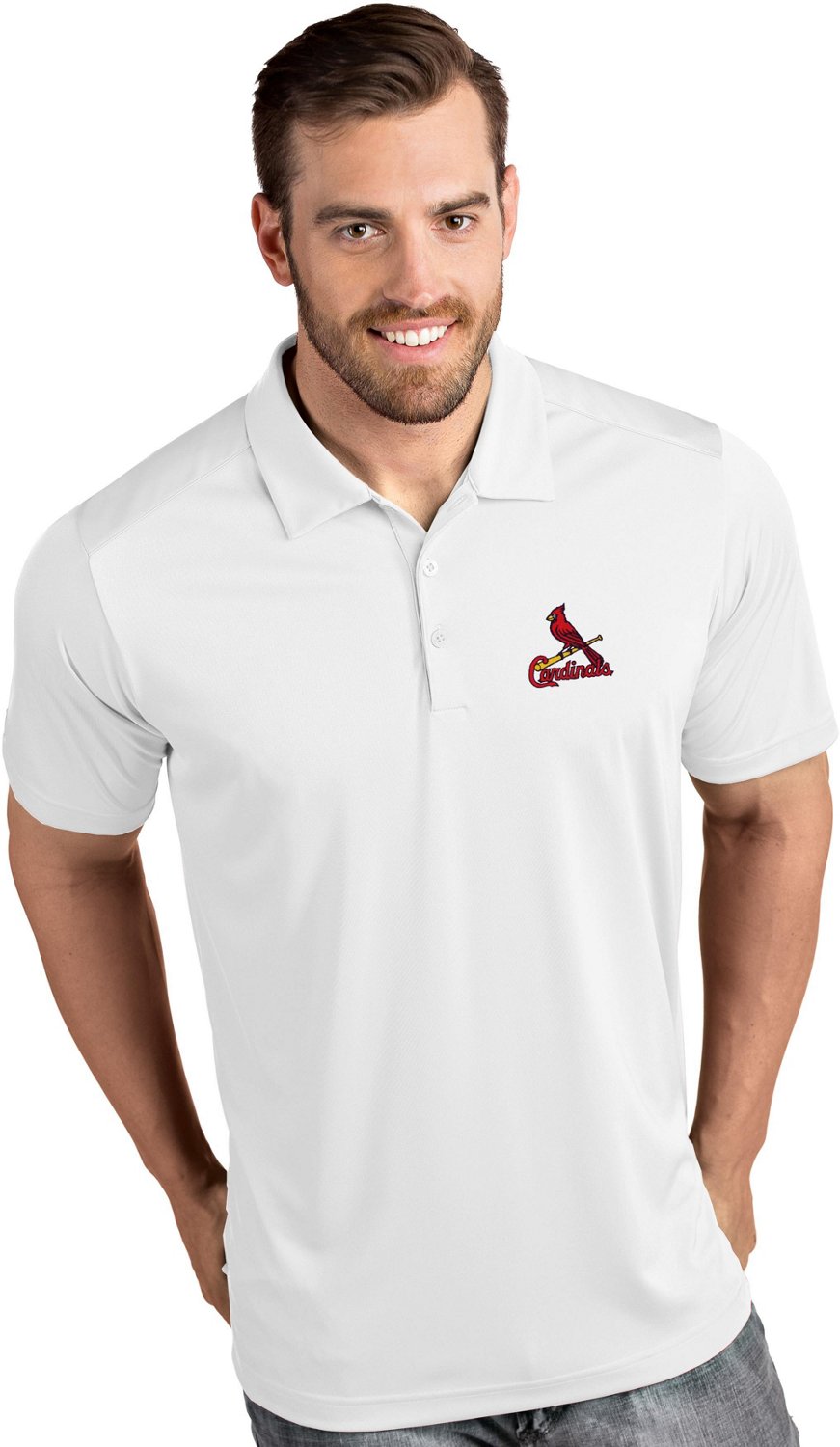 Antigua Men's St. Louis Cardinals Tribute Short Sleeve Polo Shirt | Academy