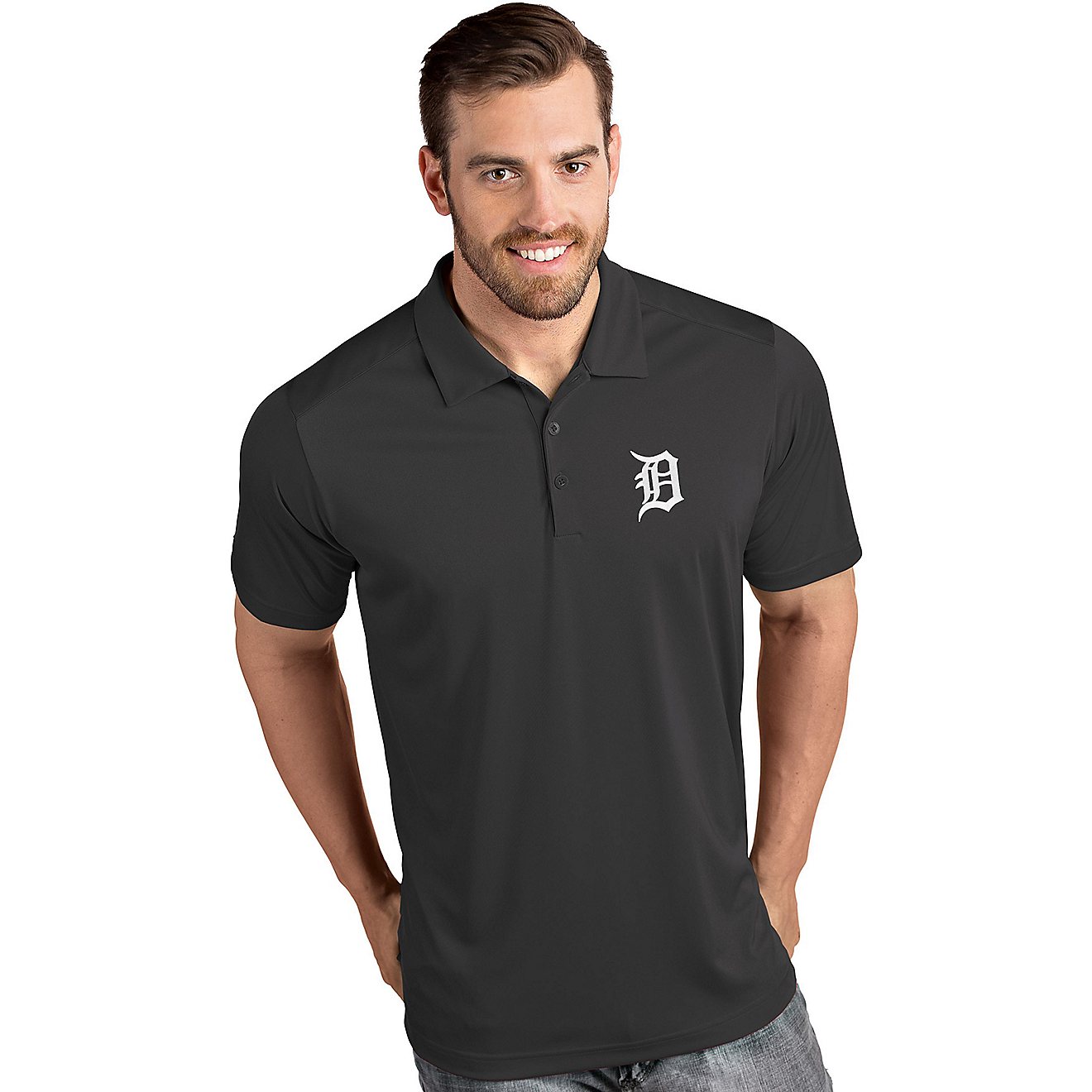 Antigua Men's Detroit Tigers Tribute Short Sleeve Polo Shirt                                                                     - view number 1