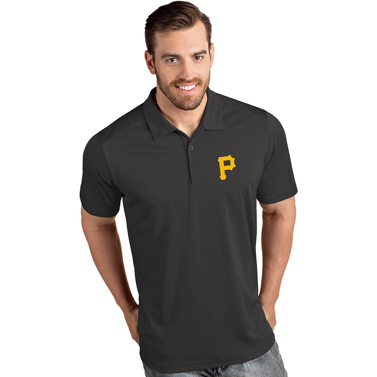 Antigua Men's Pittsburgh Pirates Tribute Short Sleeve Polo Shirt                                                                 - view number 1