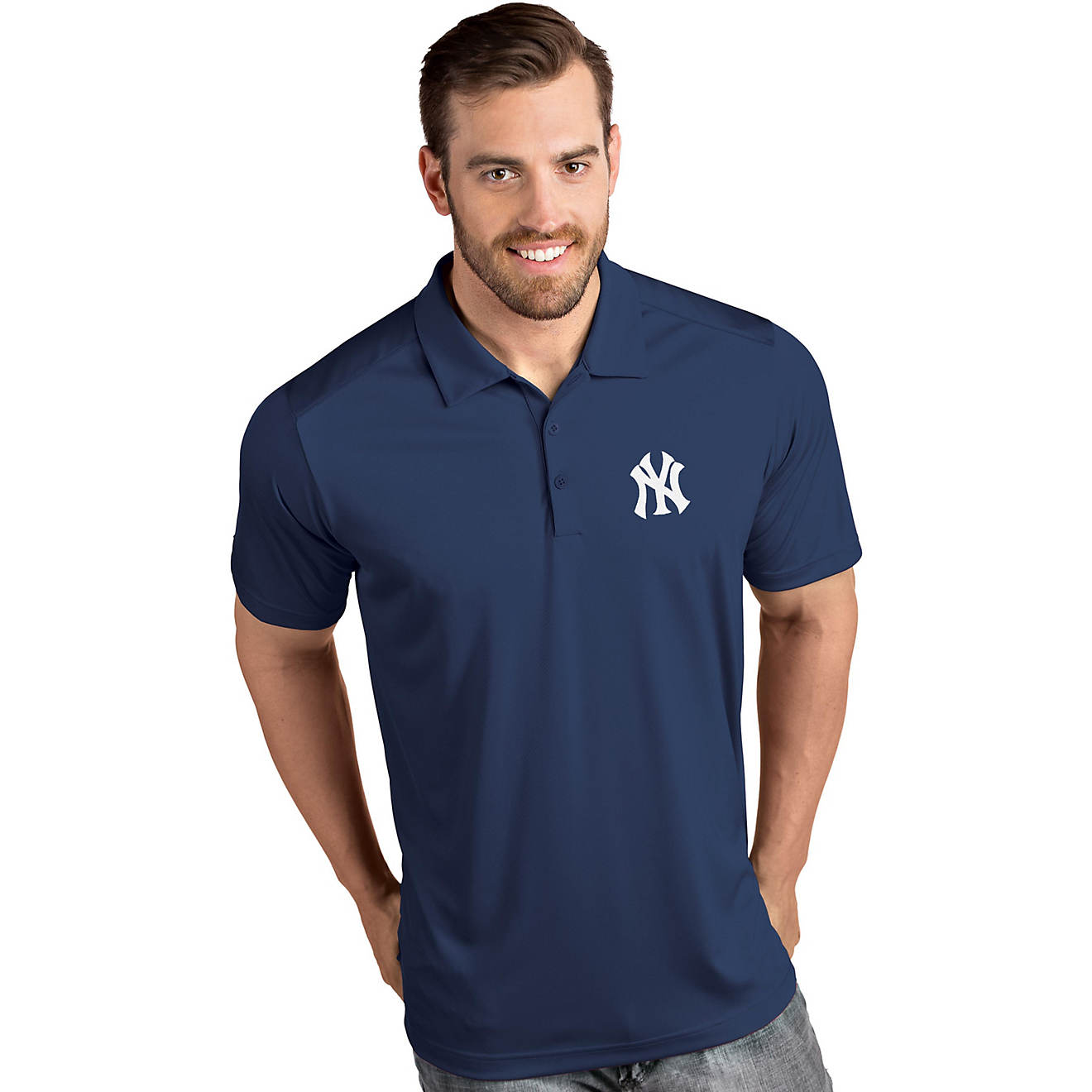 Antigua Men's New York Yankees Tribute Short Sleeve Polo Shirt                                                                   - view number 1