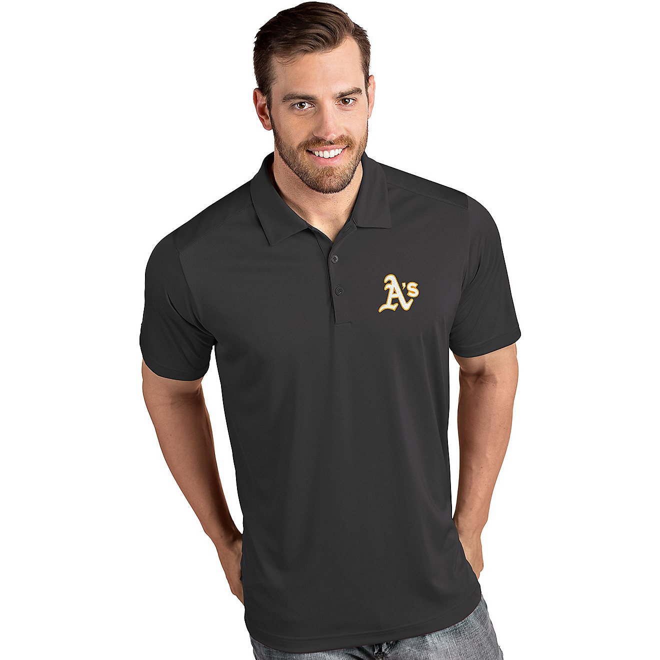 Antigua Men's Oakland Athletics Tribute Short Sleeve Polo Shirt                                                                  - view number 1