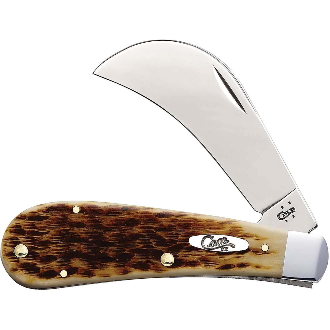WR Case & Sons Cutlery Co Amber Bone Peach Seed Jig Hawkbill Pruner Pocket Knife                                                 - view number 1