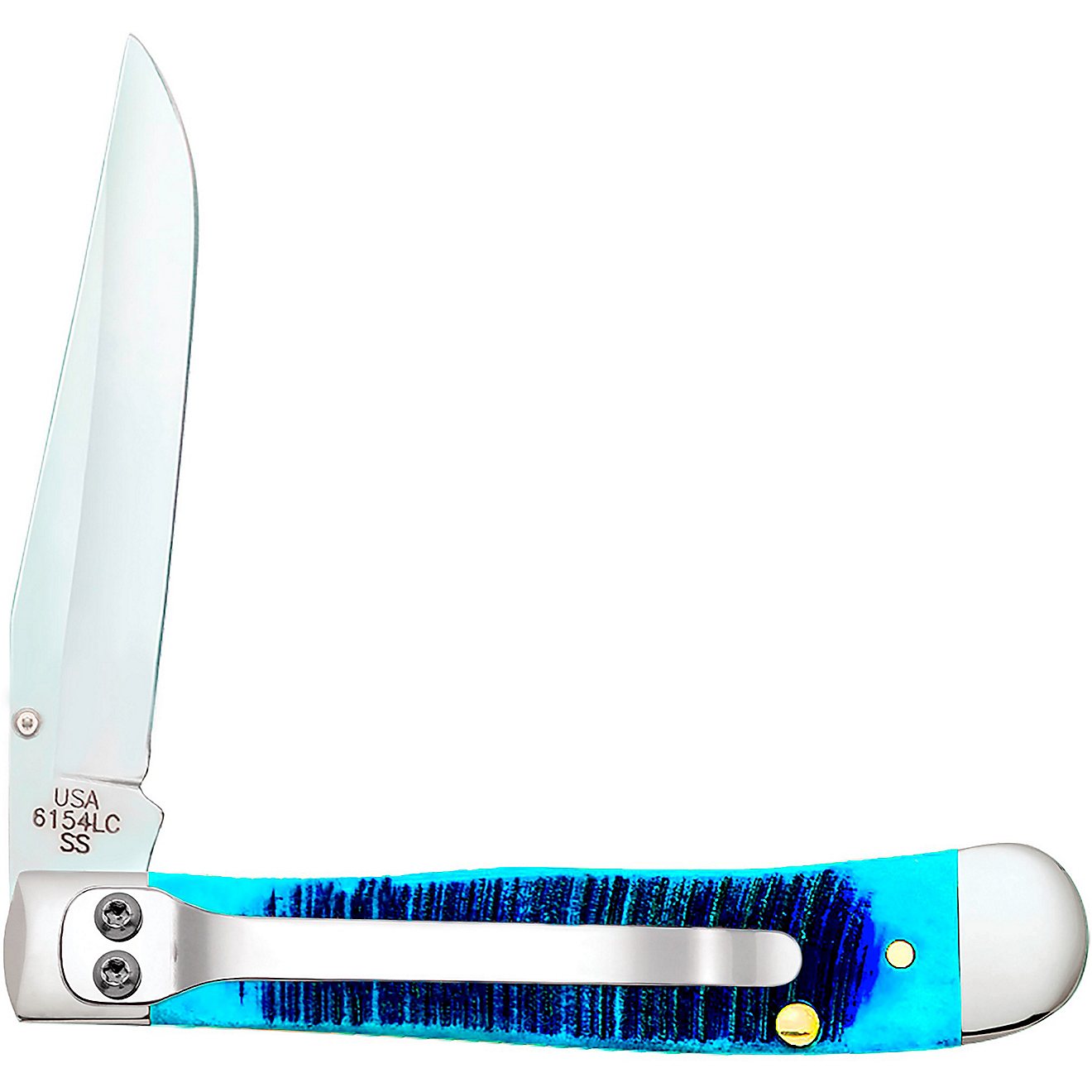 WR Case & Sons Cutlery Co Caribbean Blue Bone Kickstart Trapperlock Pocket Knife                                                 - view number 2