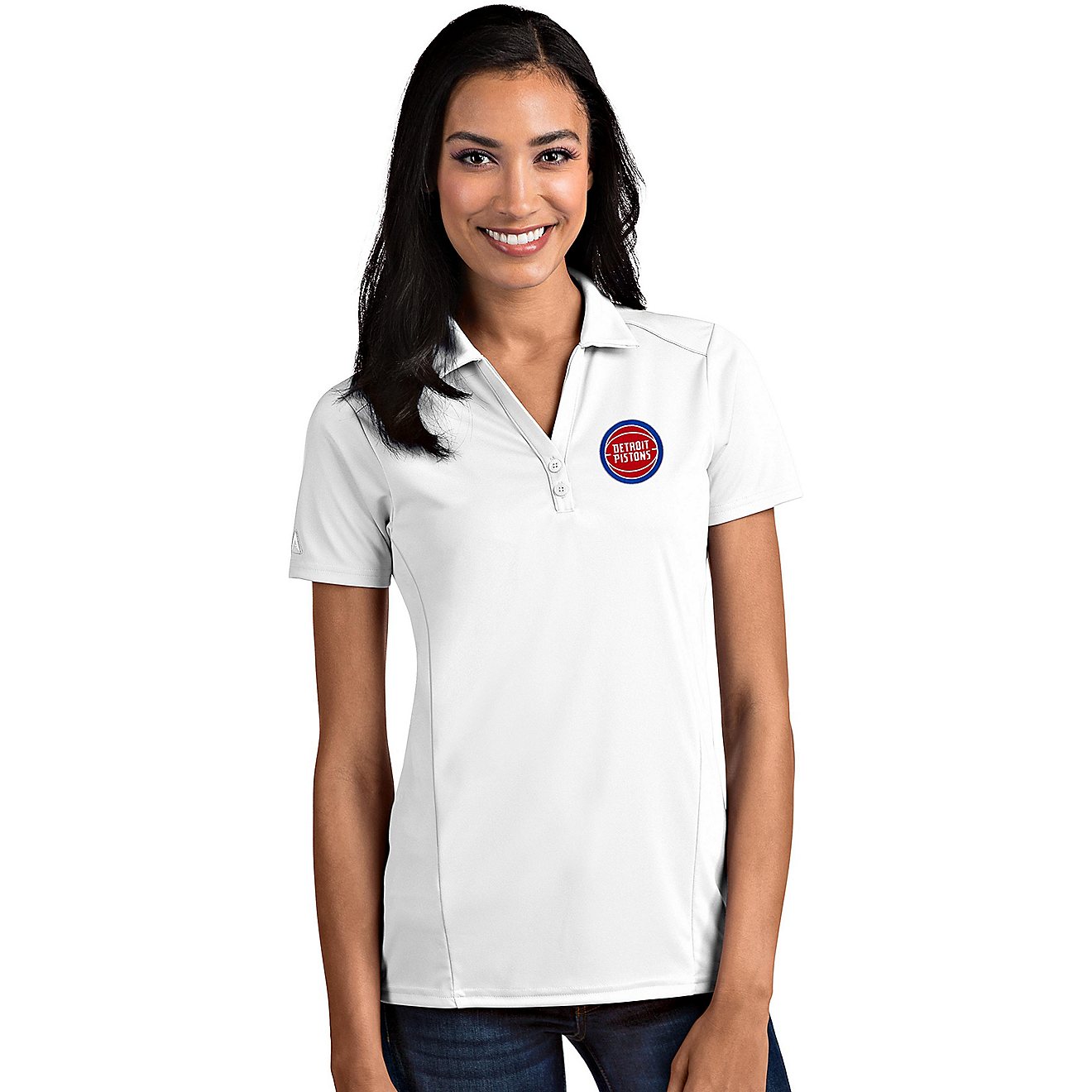 Antigua Women's Detroit Pistons Tribute Polo Shirt                                                                               - view number 1