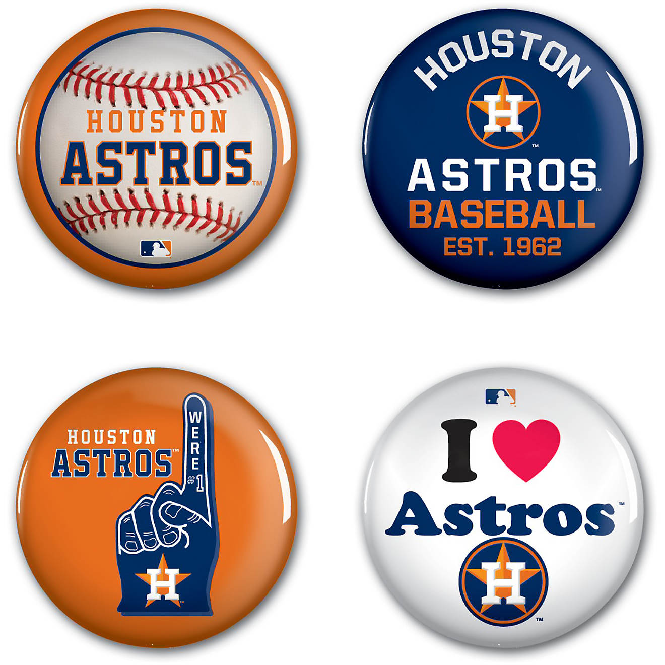 WinCraft Houston Astros Buttons 4-Pack                                                                                           - view number 1