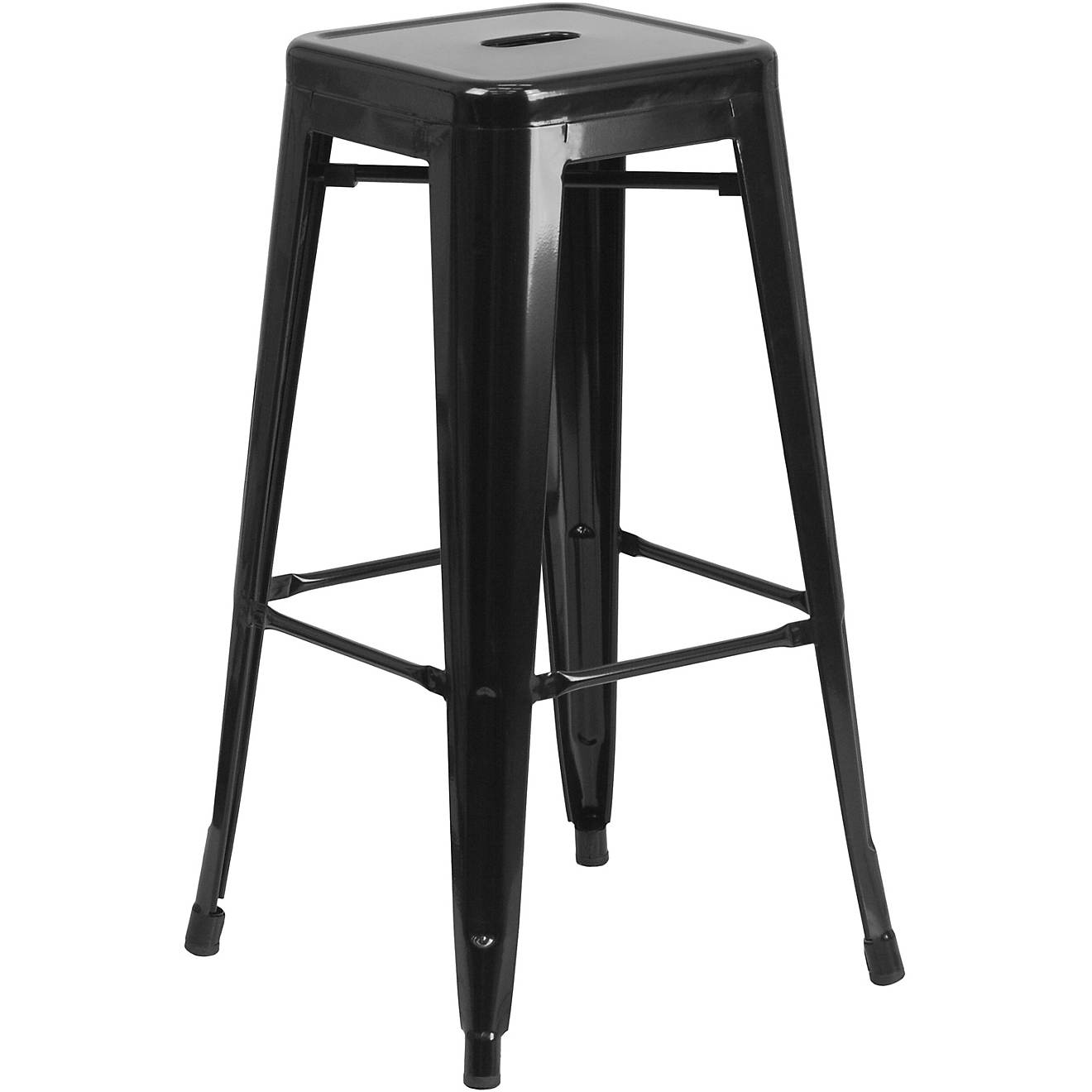 Flash Furniture Commercial Grade 30" High Backless Black Metal Indoor-Outdoor Barstool with Square Seat                          - view number 1