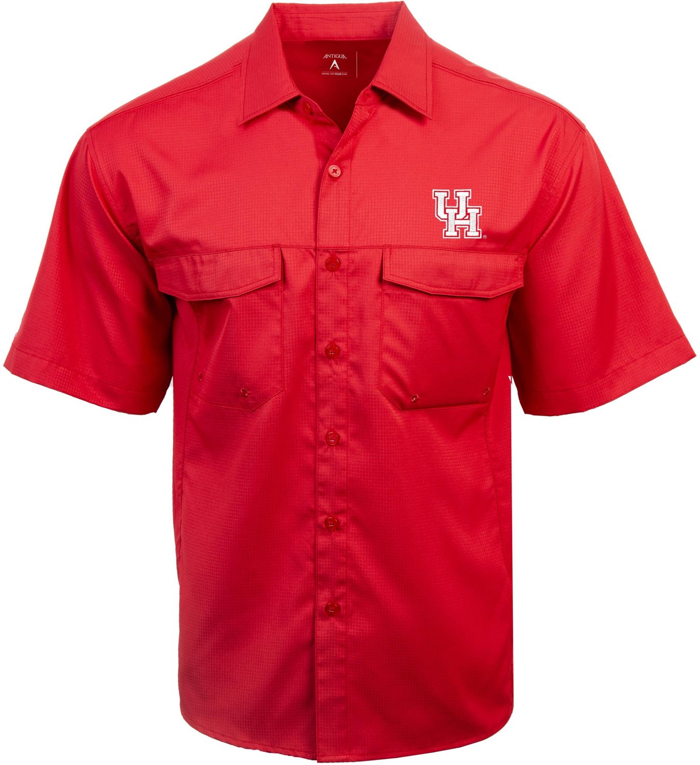 Antigua Men's University of Houston Game Day Woven Fishing Shirt Academy
