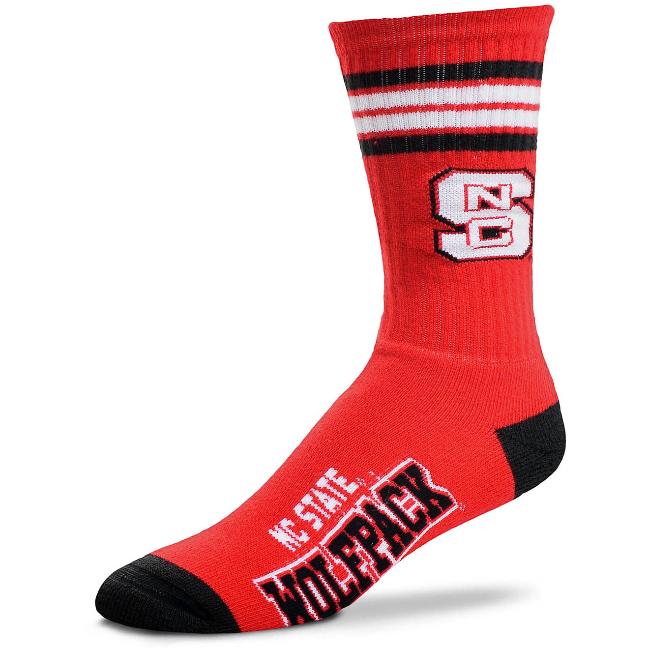 For Bare Feet North Carolina State University 4-Stripe Deuce Crew Socks                                                          - view number 1